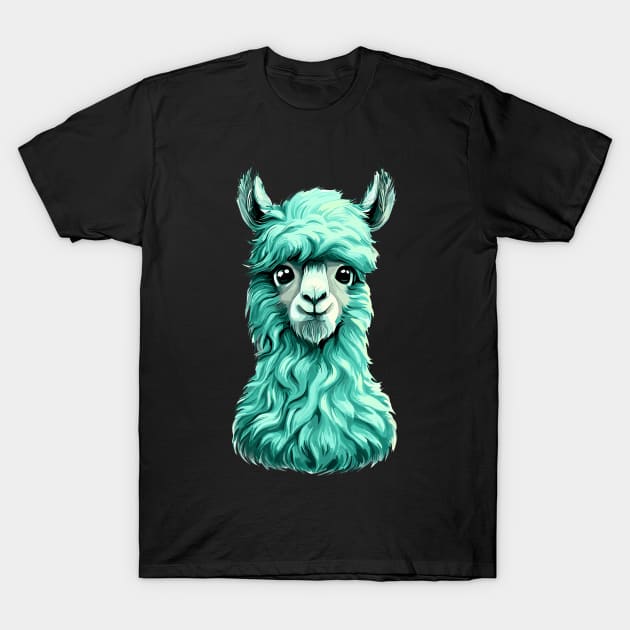 Aquamarine Llama T-Shirt by TomFrontierArt